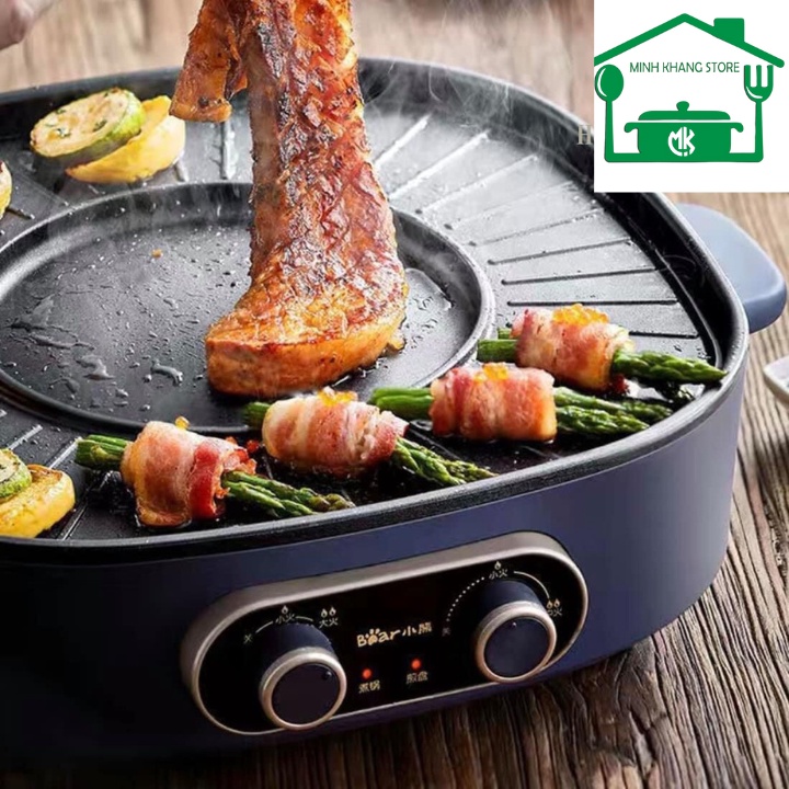 Bếp Lẩu Nướng Đa Năng 2in1 Tháo Rời BEAR DKL-B17C1 Công Suất 1700W, Bảo Hành 12 Tháng.