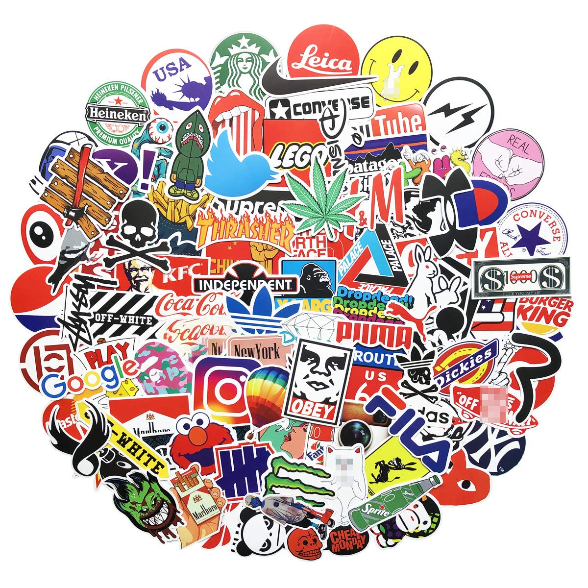 Set 30 Sticker logo Brand ép lụa