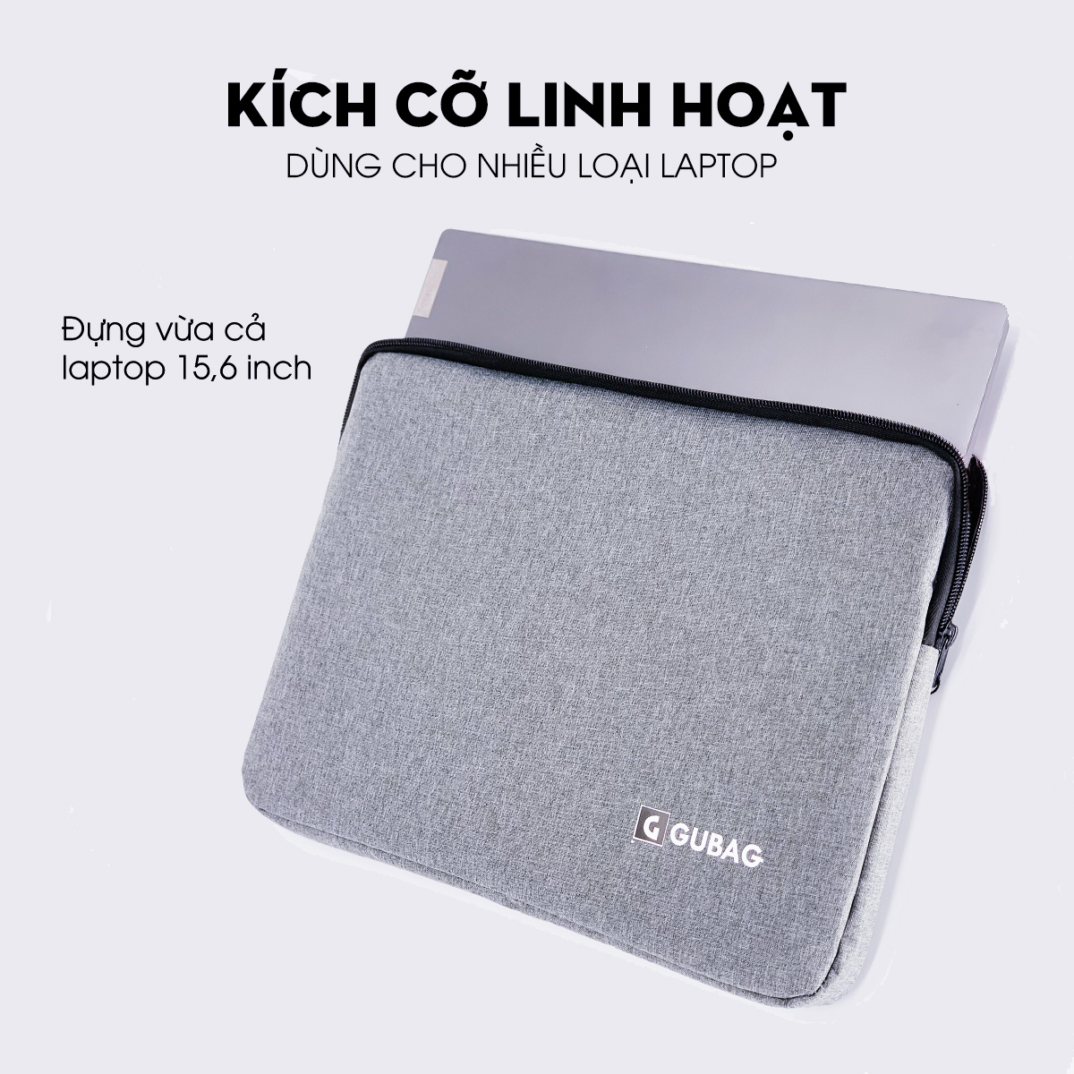 Túi chống sốc đệm viền dày GuBag, đựng vừa các dòng laptop, chống nước, chống xước