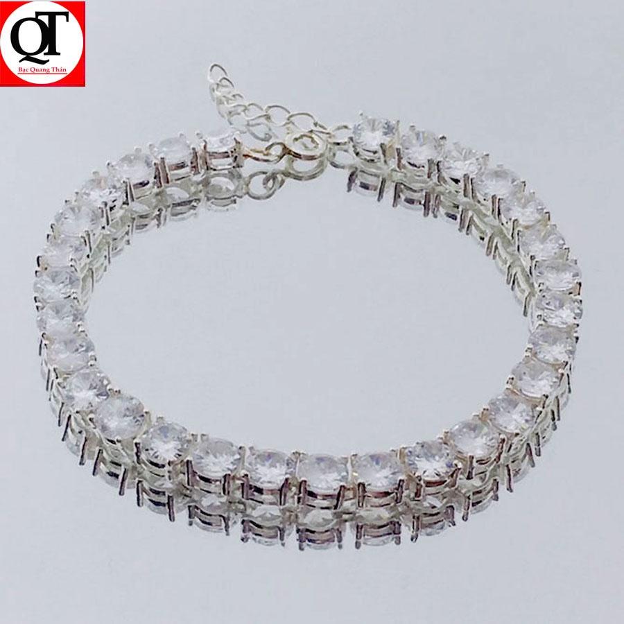 Lắc tay nữ thời trang chất liệu bạc S925 đính full đá Zircon cao cấp trang sức Bạc Quang Thản - QTVTNU25