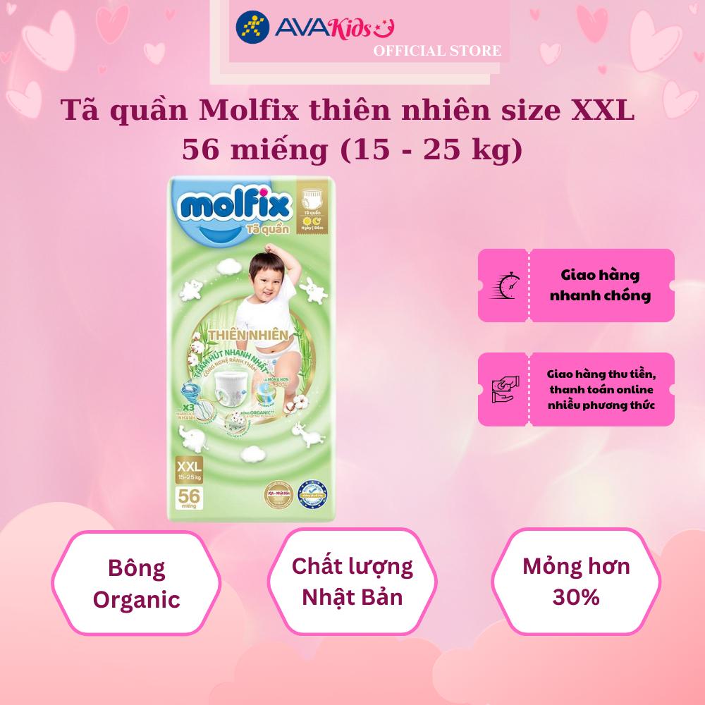 Tã quần Molfix thiên nhiên size XXL 56 miếng (15 - 25 kg)