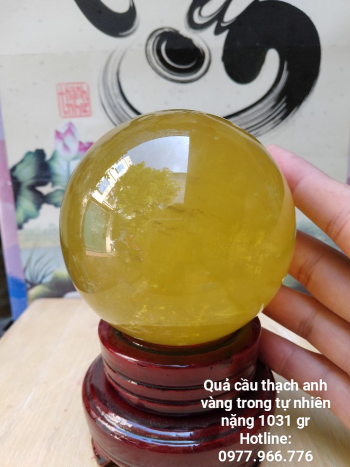 Quả Cầu Thạch Anh Vàng Chanh - Hợp Mệnh Kim, Thổ