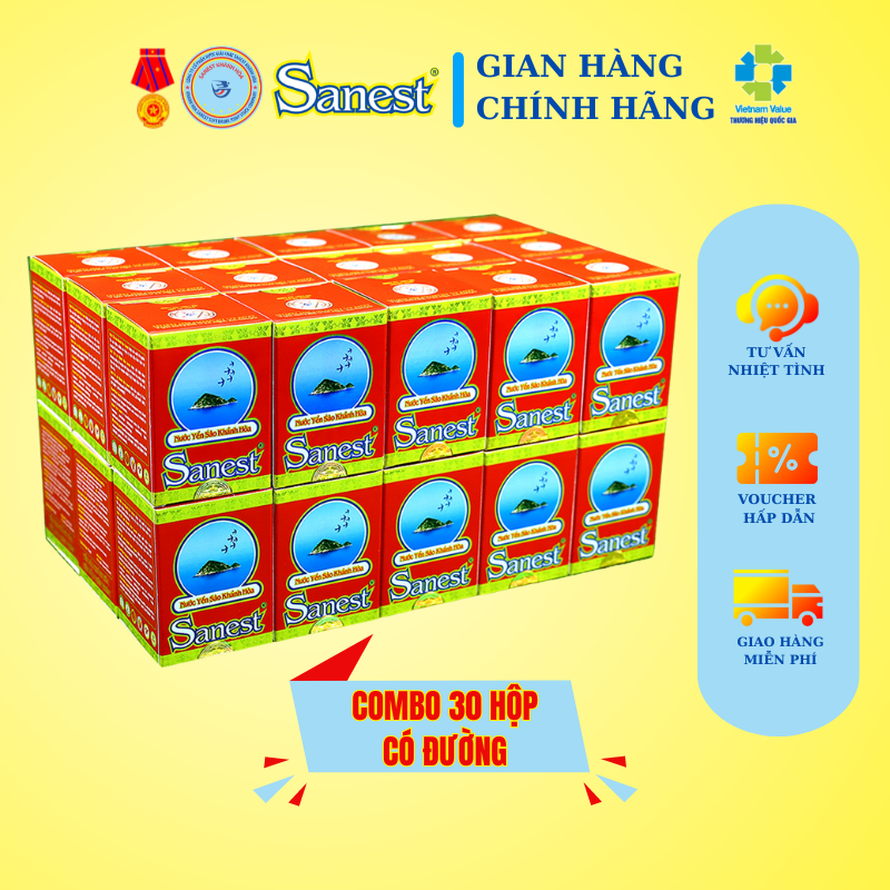 [Combo 30 lọ] Nước Yến sào Khánh Hòa Sanest có đường đóng lọ 70ml