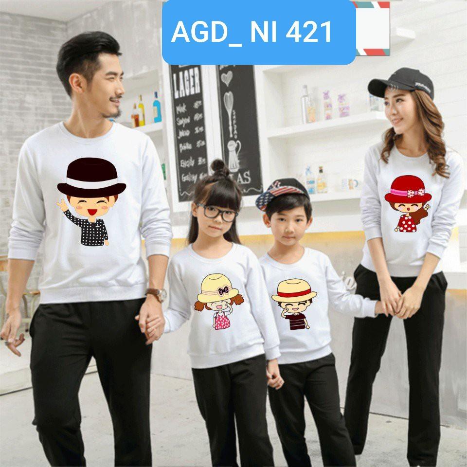 Áo nỉ bông áo đôi, gia đình mẫu chipi - MÃ AGD421