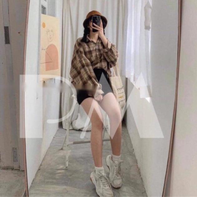 Sơ mi kẻ nắp túi tay bồng lệch túi ND27
