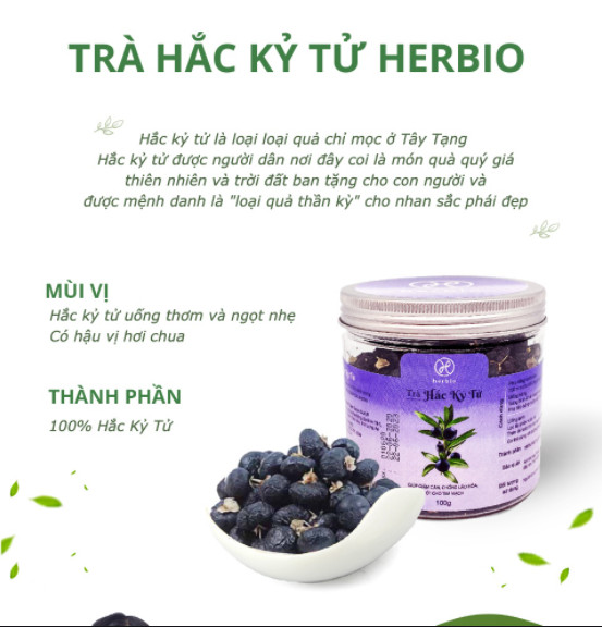 TRÀ HẮC KỶ TỬ TÂY TẠNG HERBIO, thần dược cho sức khỏe và sắc đẹp phụ nữ giúp giảm cân, chống lão hóa, sáng măt, tốt cho tim mạch - hộp nguyên quả 100gr