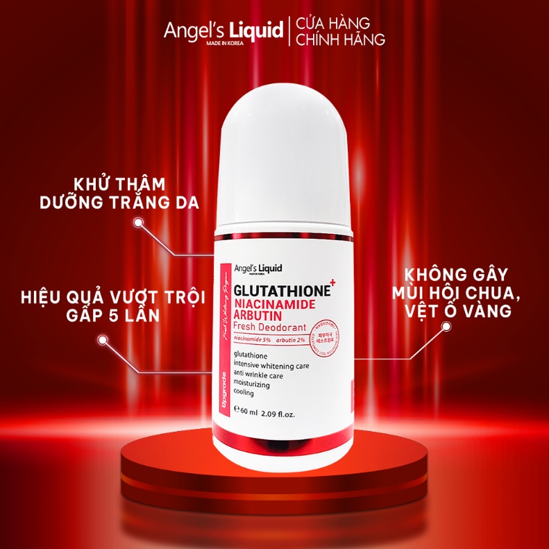 Lăn Khử Mùi Mờ Thâm, Dưỡng Trắng Angel's Liquid Glutathione+Niacinamide Fresh Deodorant (Che tên sản phẩm khi giao