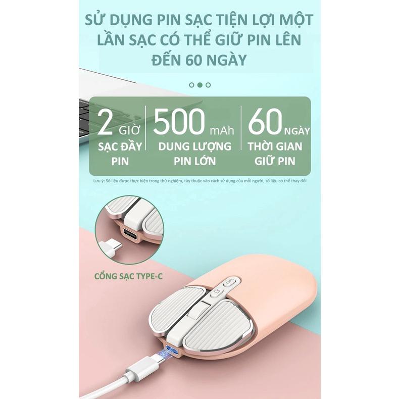 Chuột không dây - Chuột Bluetooth FMOUSE M203 pin sạc siêu mỏng Click chuột slient không tiếng ồn, DPI 1600 - Hàng chính hãng