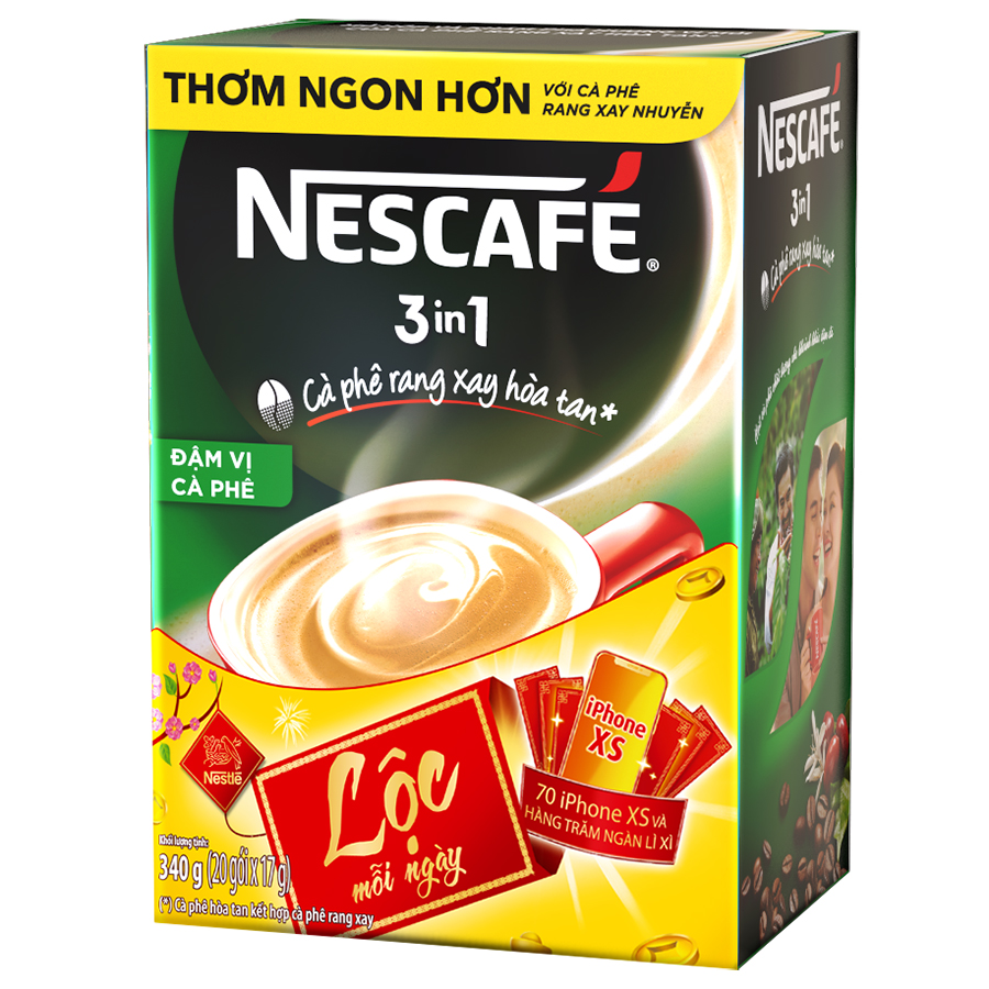 NESCAFÉ 3IN1 Công thức cải tiến - Vị rang đậm - Hộp 20 gói x 17 g