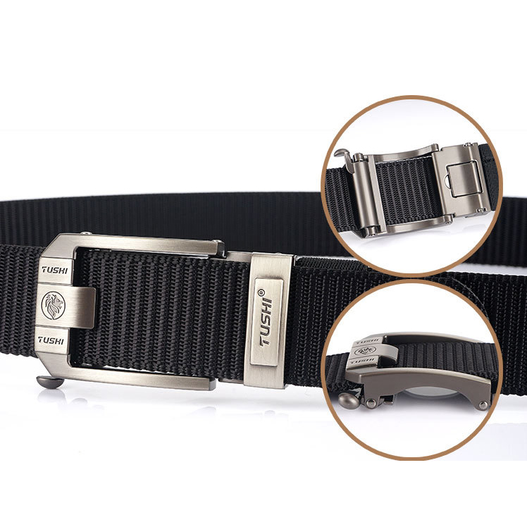 Thắt lưng lính, thắt lưng nam, thắt lưng vải bố mặt thép khoá tự động Arm-1071