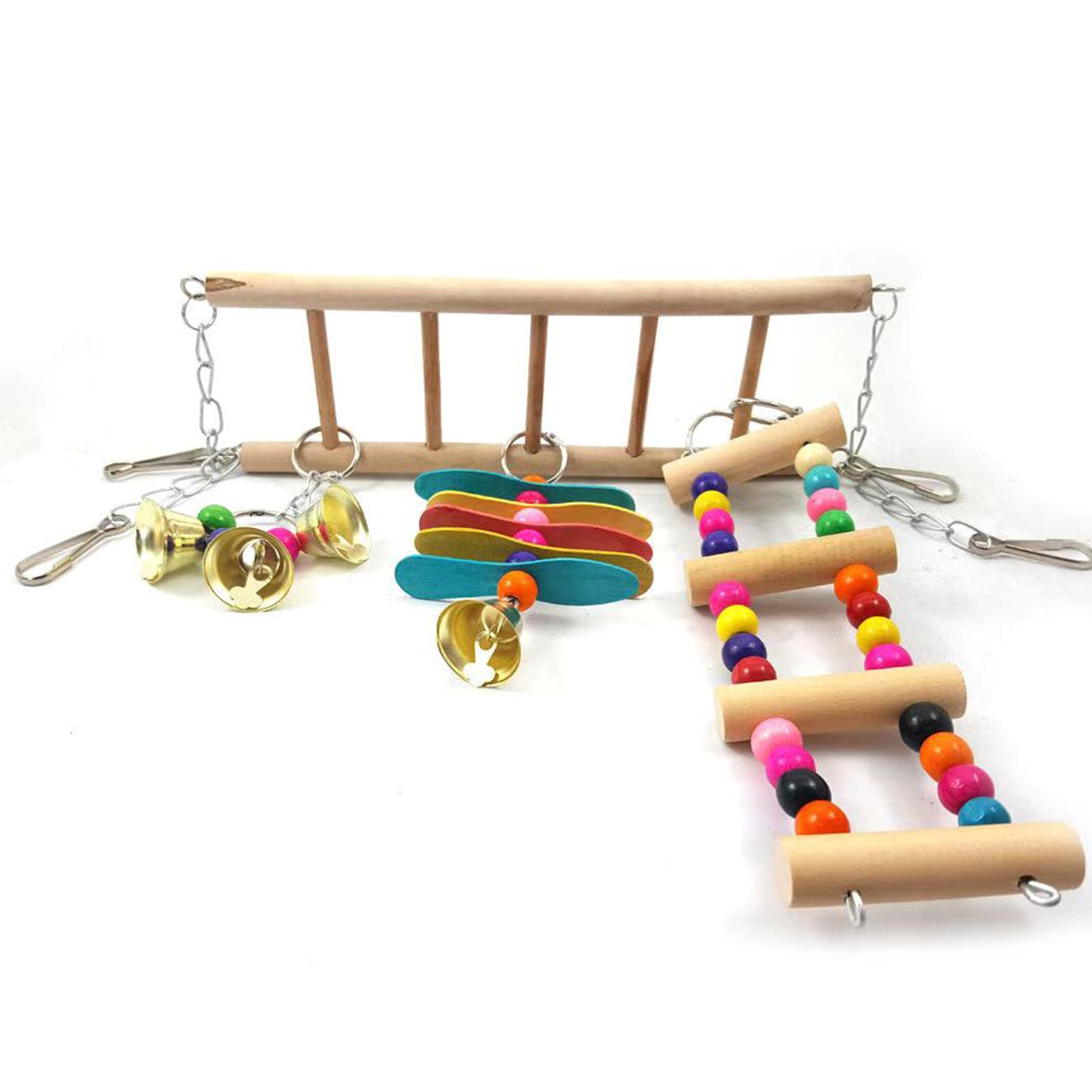 Bird Hanging Ladder Bird Swing Toys Birds Climbing Toys Wooden Suspension Bridge for Parrots Birds