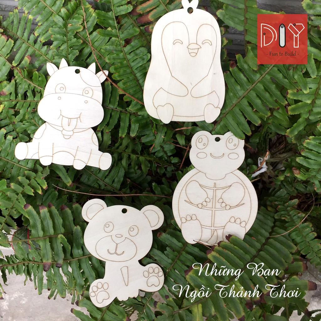 Set Tô Màu Gỗ tặng kèm dây treo chủ đề Động Vật và phương tiện giao thông