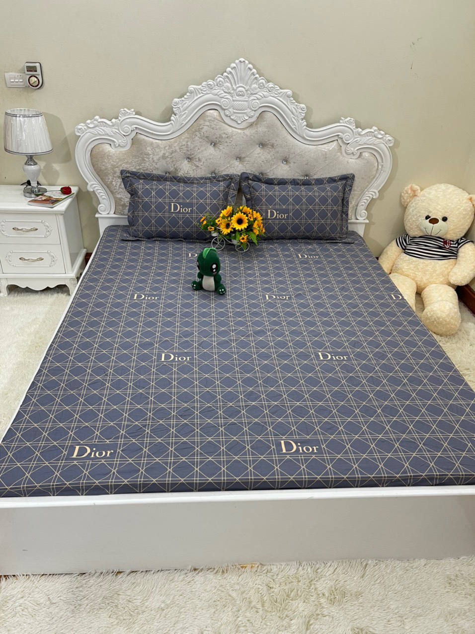 Ga giường chun cotton 100% bọc đệm tặng kèm 2 vỏ gối đầu