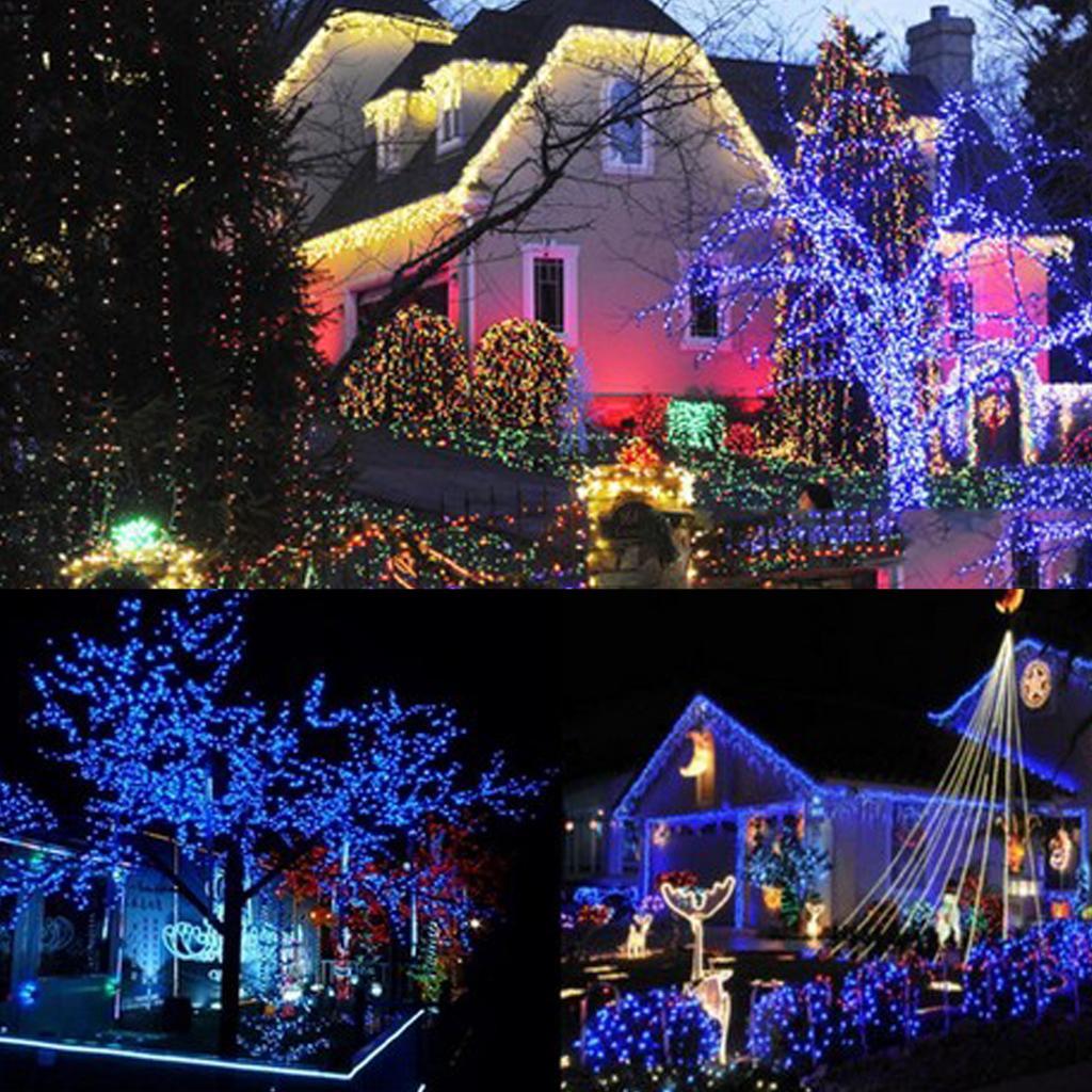 Solar Powered 200 Blue LEDs String Fairy Tree Light Outdoor Wedding Party