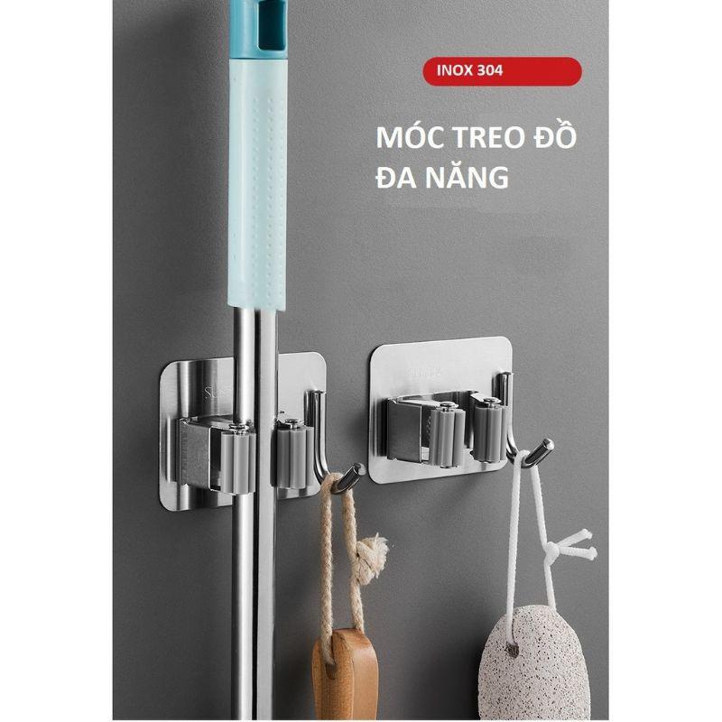 MÓC TREO CHỔI MÓC KẸP CHỔI KÈM 1  INOX304