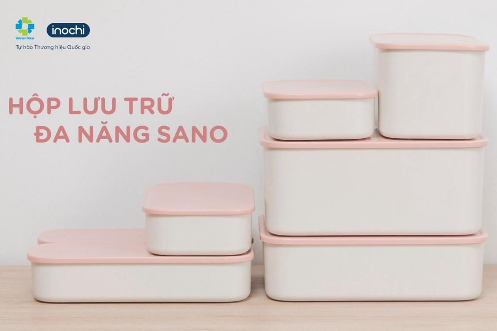 Hộp Đựng Đồ Có Nắp, Hộp Đựng Quần Áo, Mỹ Phẩm Bằng Nhựa Đa Năng Có Tay Cầm Màu Trắng Tiện Dụng Sano Inochi