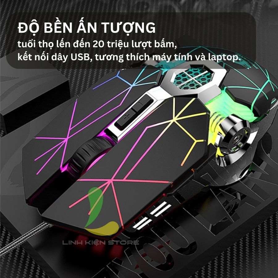 Chuột máy tính có dây ZhiyouLang V8 - Chuột gaming tích hợp đèn LED 7 màu ấn tượng phù hợp PC, Laptop