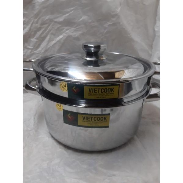 (Video Sp)Bộ nồi xửng hấp inox ,xửng hấp inox 2 tầng nắp kính và nắp inox đáy từ  size 24,26,28,30,32 chõ đồ xôi