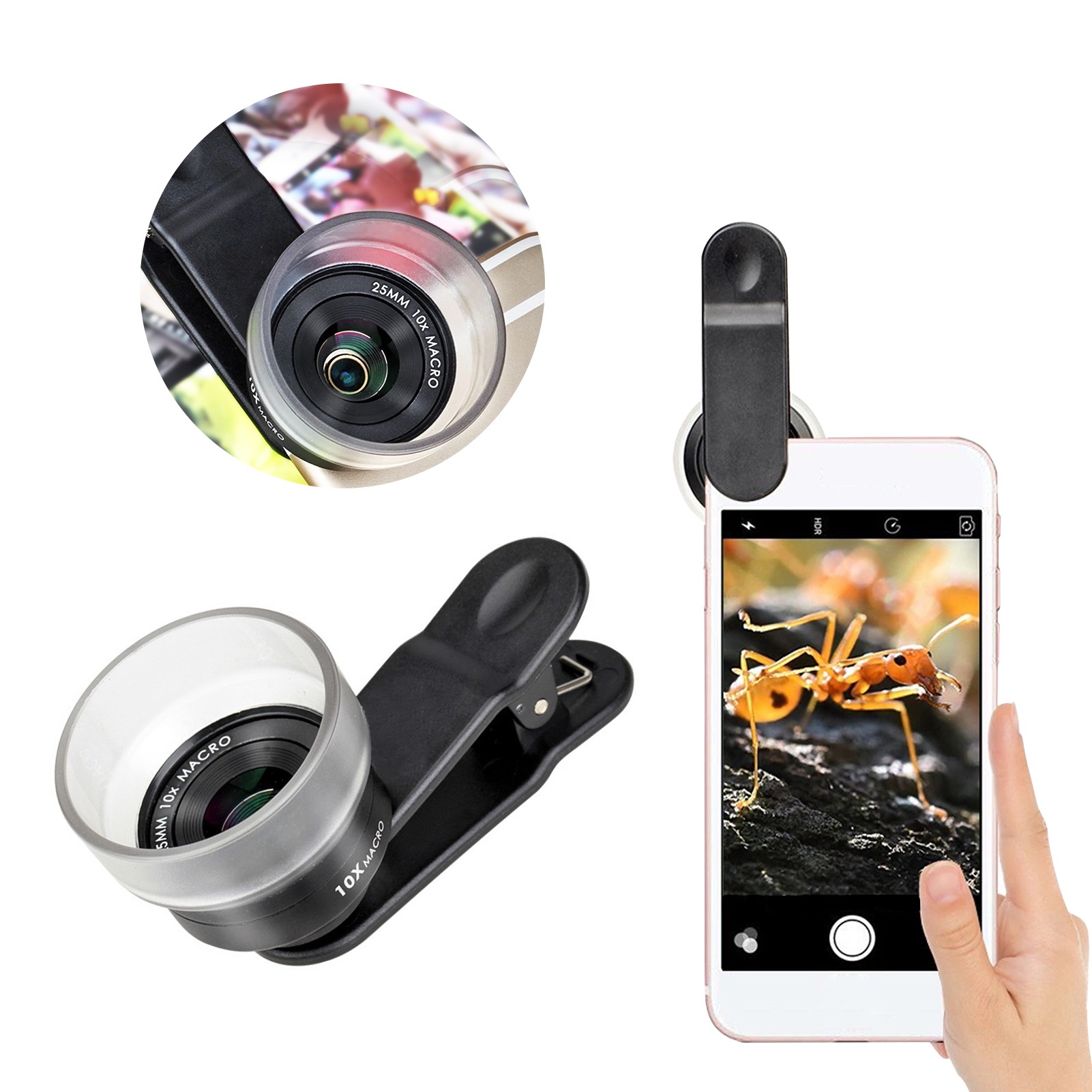 Ống kính macro chuyên nghiệp HD 25mm 10X tương thích với hầu hết các điện thoại thông minh