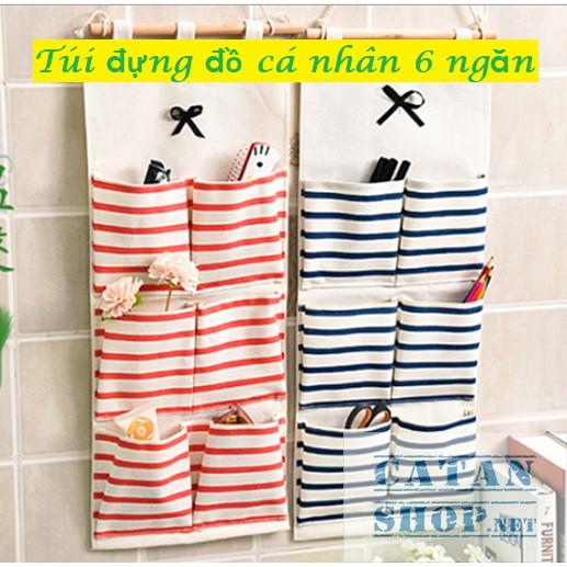 ️Túi đựng đồ đa năng 6 ngăn️ tiết kiệm diện tích, túi vải canvas bền đẹp đa năng tiện lợi