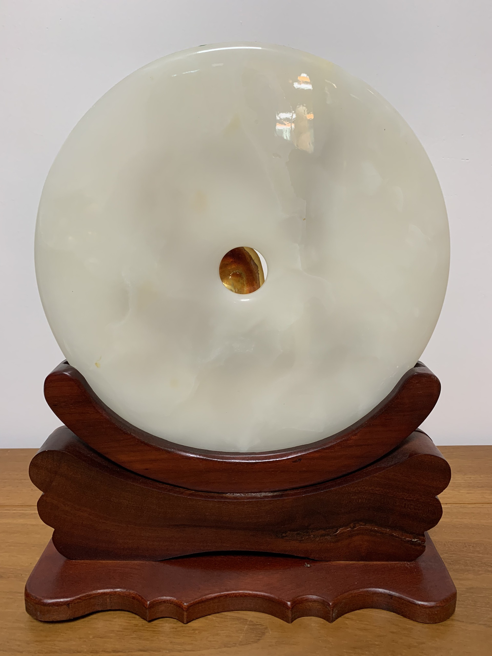 Đồng điếu phong thủy ngọc onyx tự nhiên đường kính 30cm chữ lộc mạ vàng 18k