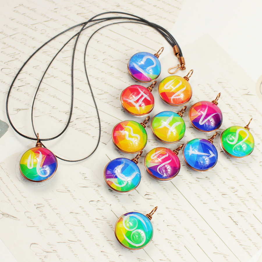 Dây chuyền 12 cung hoàng đạo Zodiac màu sắc tươi sáng 06647-MDC0011