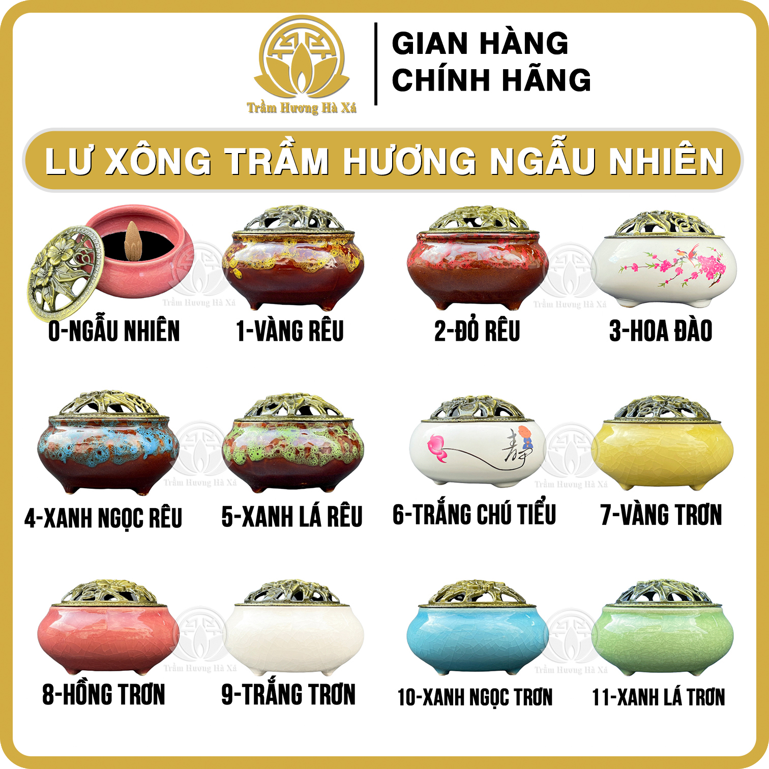 Lư xông trầm hương nhiều màu đồ thờ cúng phong thủy may mắn bình an tài lộc Trầm Hương Hà Xá