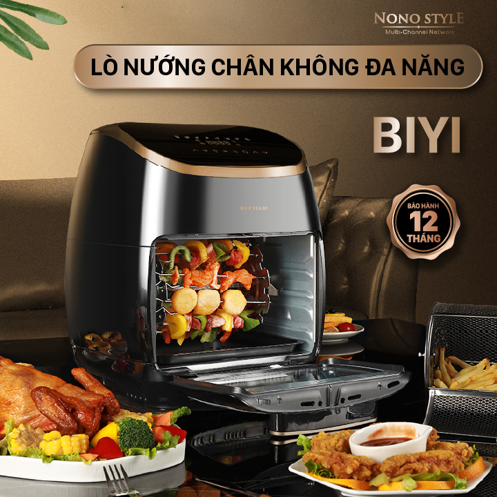 Nồi Chiên, Nướng, Quay Không Dầu Điện Tử BIYI AF-60A, Dung Tích Lớn 11L, màu đen - Hàng Chính Hãng