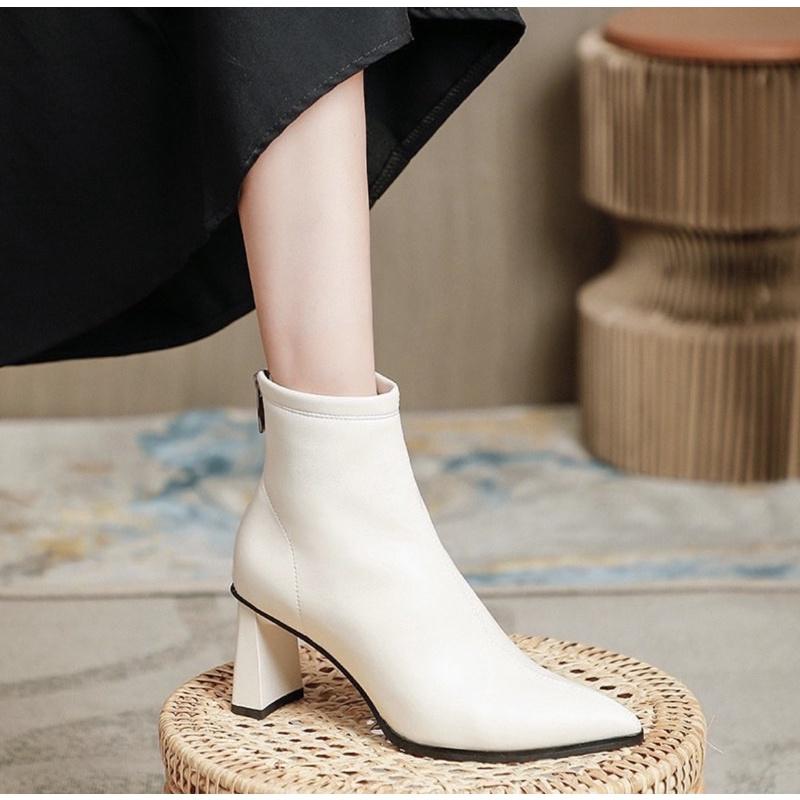 GIÀY BOOTS MŨI NHỌN TEAHOO 6P | MÀU TRẮNG/ĐEN