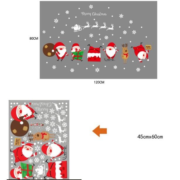 Decal trang trí Noel - Tuần Lộc trắng và Ông già Noel tí hon