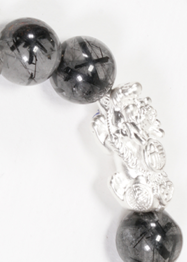 Vòng Thạch Anh Tóc Đen Phối Tỳ Hưu Bạc (12mm) Ngọc Quý Gemstones