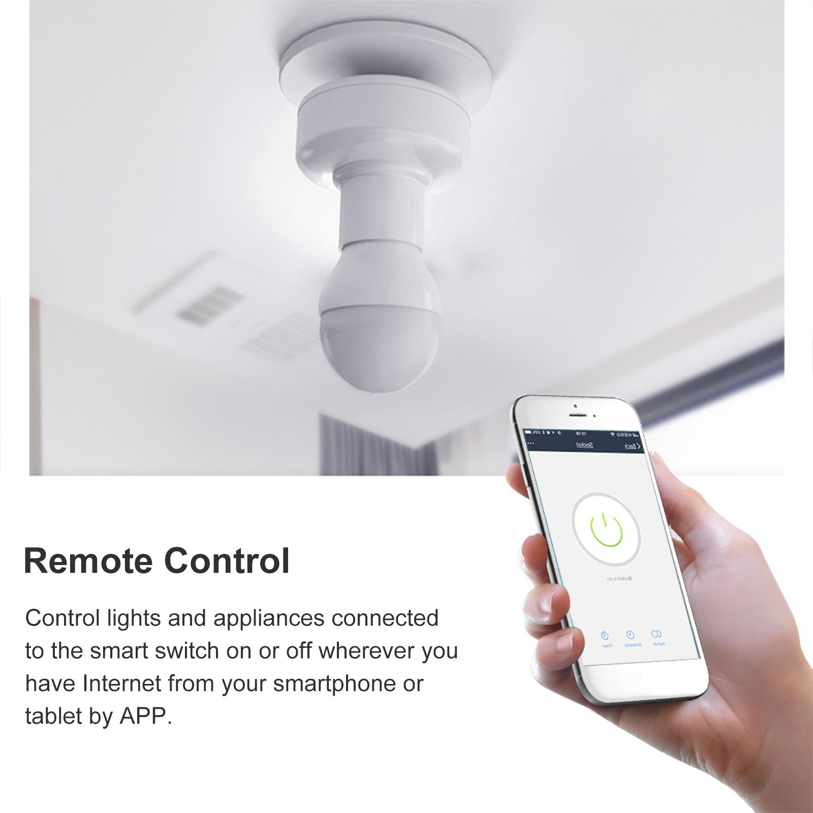 Tuya Smart Slampher WiFi Smart Light Bulb Holder E27 Wireless Lamp Holder Real Timer for Smart Home Compatible with Amazon Alexa and for Google Home
