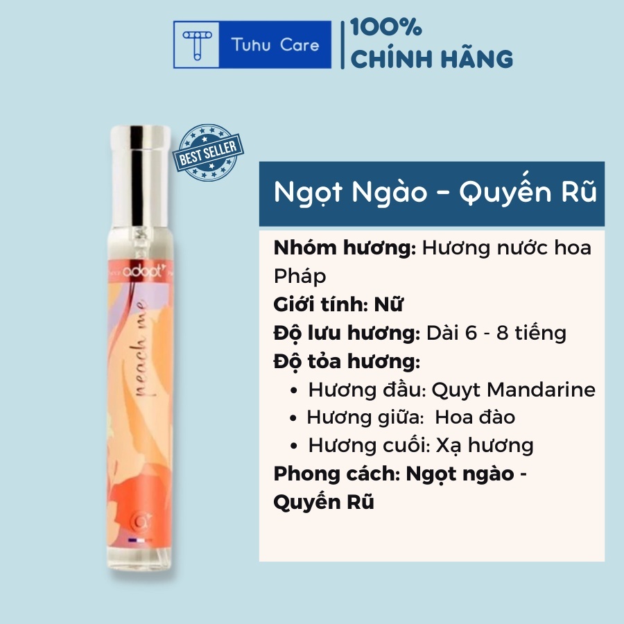 Nước hoa nữ Pháp Adopt' Peach Me, lưu hương 6-8h - Best Seller được tin dùng cho mùa đông, hương ngọt ngào, quyến rũ