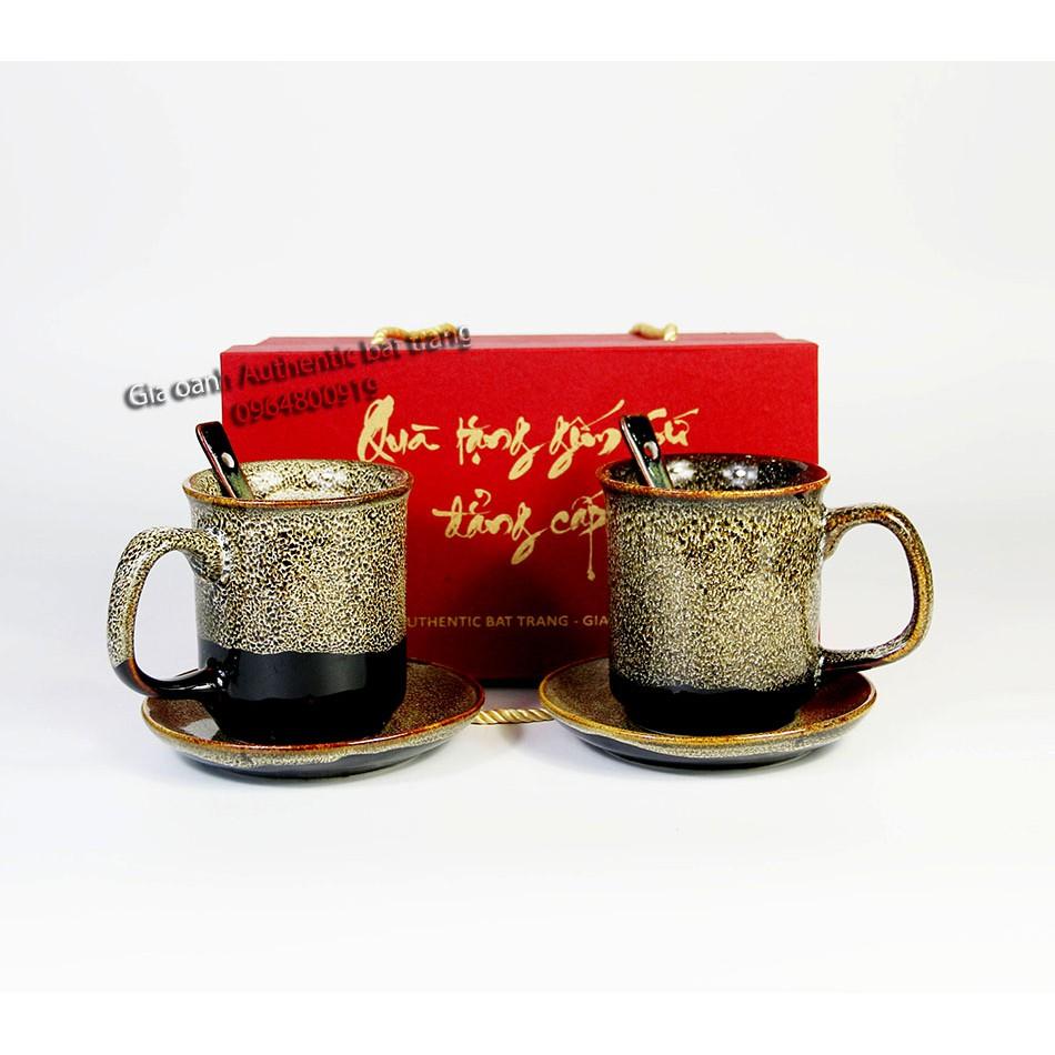 Bộ quà tặng Cốc sứ cao cấp men gấm vàng - men hỏa biến đẳng cấp sản xuất tại làng nghề truyền thống bát tràng
