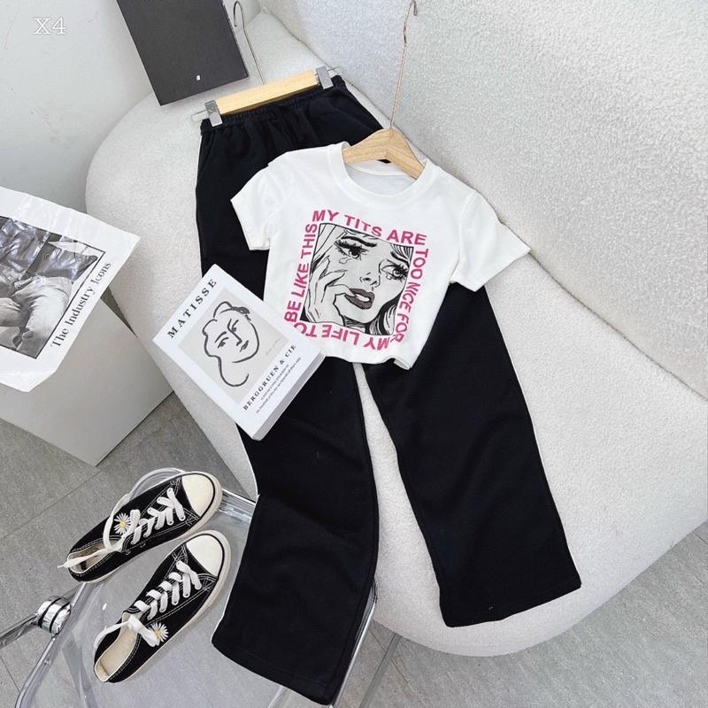 SET ÁO CROPTOP KÈM QUẦN ỐNG RỘNG