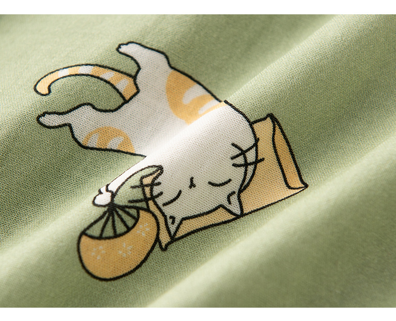 Bộ đồ ngủ nữ đũi cao cấp tai dài họa tiết mèo dễ thương