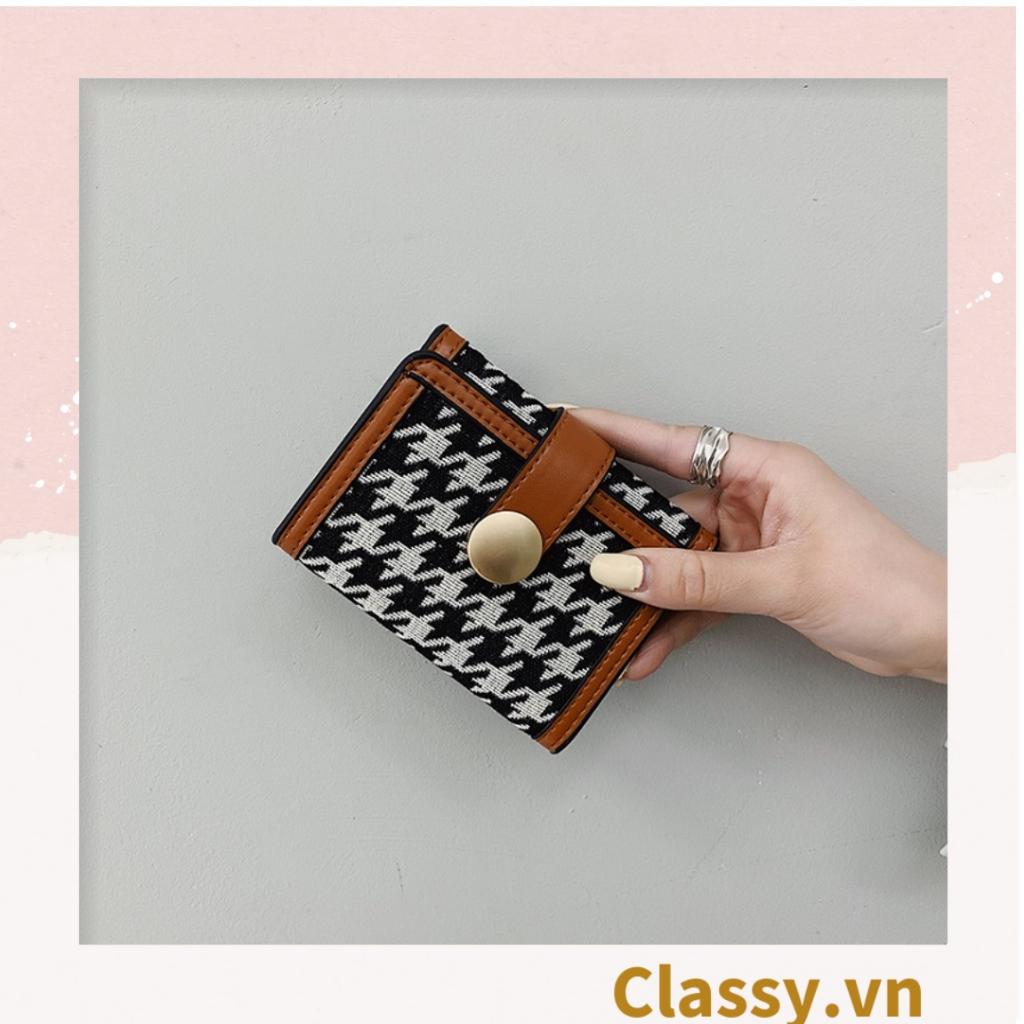 Ví ngắn nữ Classy phong cách cổ điển, nhiều ngăn đựng thẻ, có nút bấm T1310