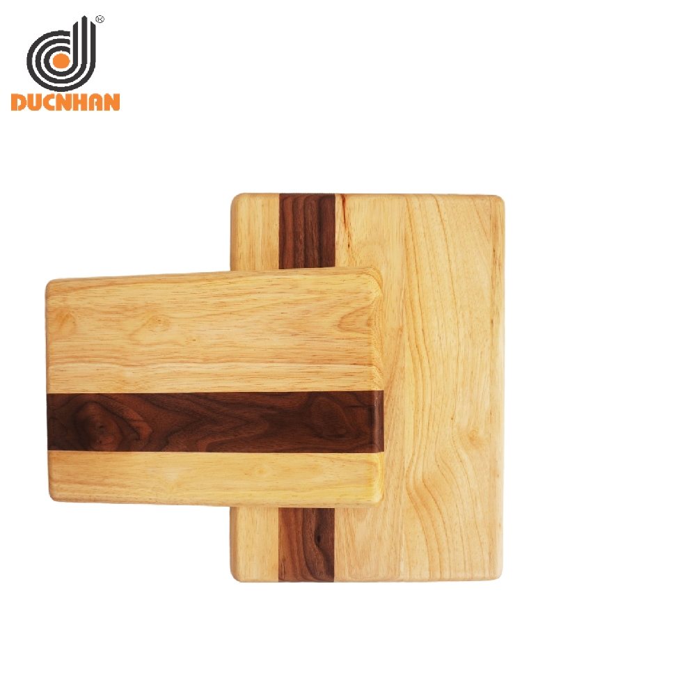 SET 2 THỚT GHÉP CAO SU VÀ ÓC CHÓ HÌNH CHỮ NHẬT MÀU TỰ NHIÊN DW105