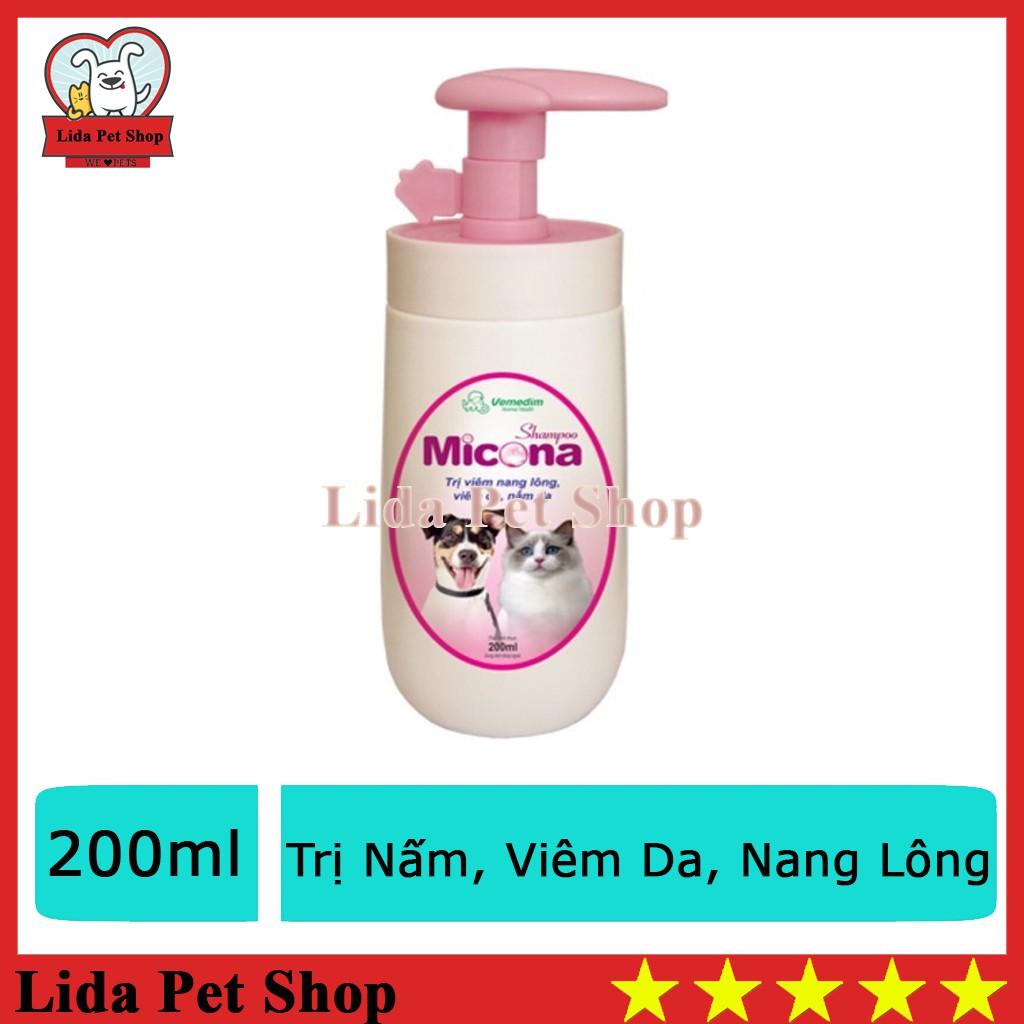 Sữa Tắm Đặc Trị Nấm Da Viêm Da Viêm nang lông Cho Chó Mèo Micona Vemedim 200ml