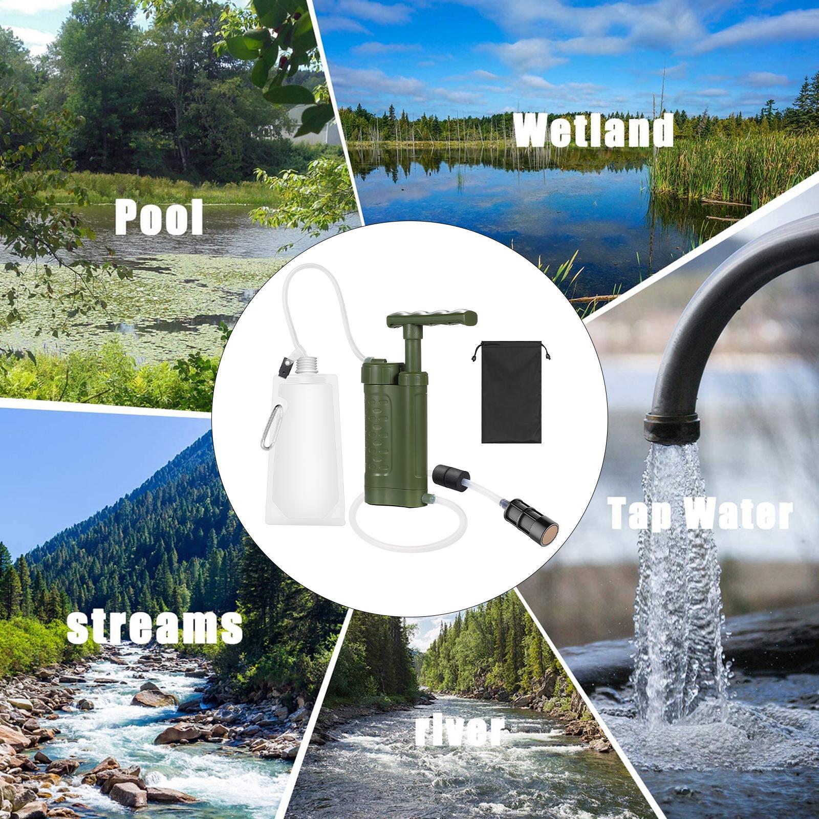 Water Purifier Pump, Water Filtration System with 0.01 Micron Water Filter Camping Emergency Survival Gear for Camping Hiking 1,200ml/min