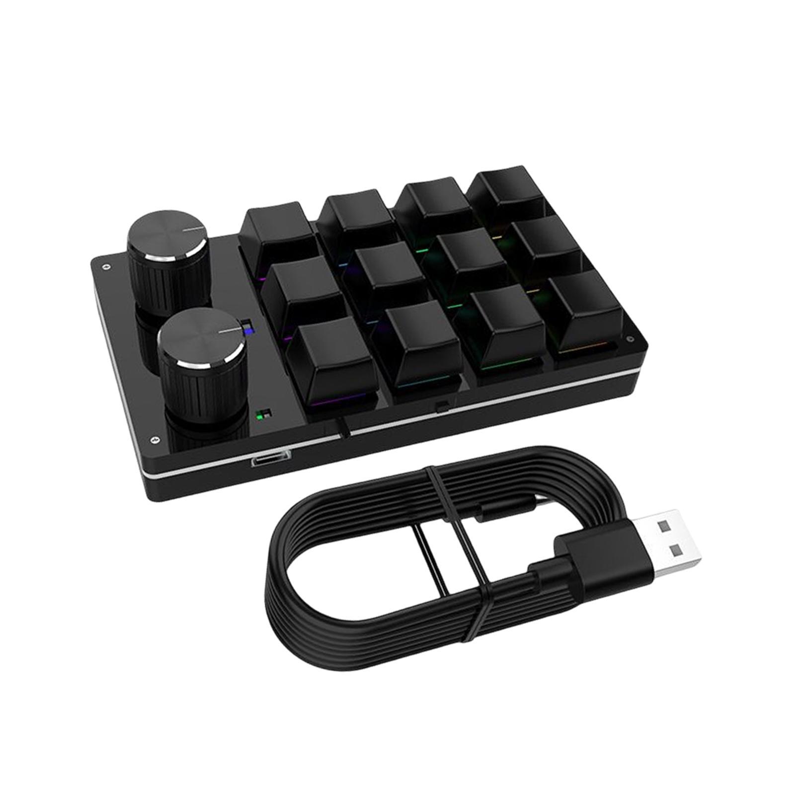 12 Key Mini Mechanical Keyboard  Keypad RGB Lights for Office