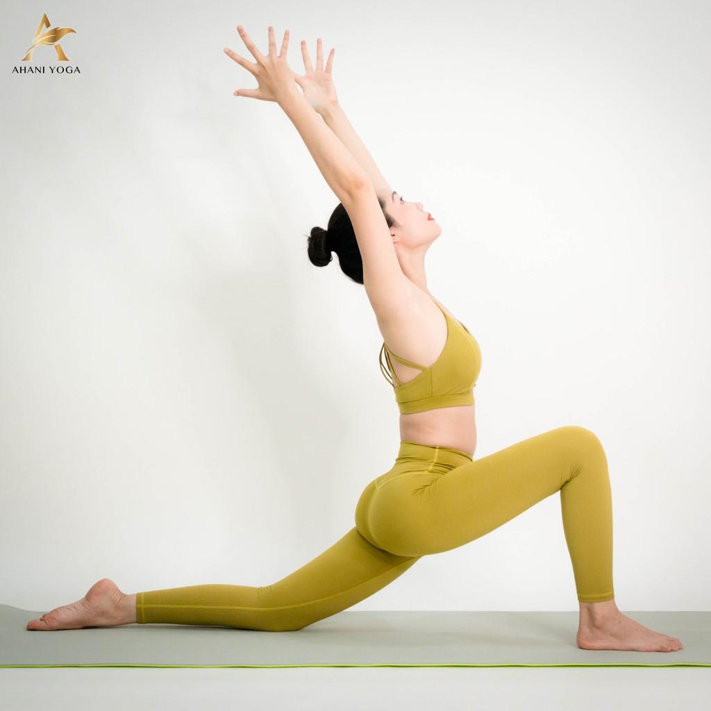 Bộ quần áo tập yoga, gym, set đồ tập cao cấp , bộ đồ tập thương hiệu Ahani yoga màu xanh cốm