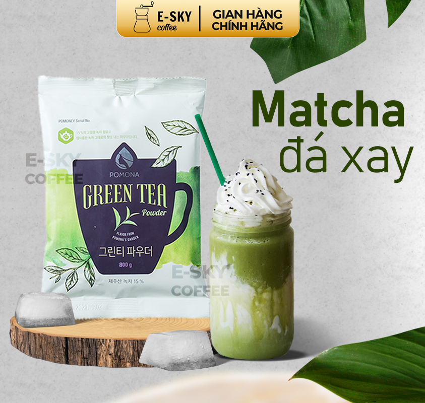 Bột Trà Xanh POMONA Green Tea Powder Nguyên Liệu Pha Chế Cà Phê Trà Xanh Đá xay Milk Foam Hàn Quốc 800g