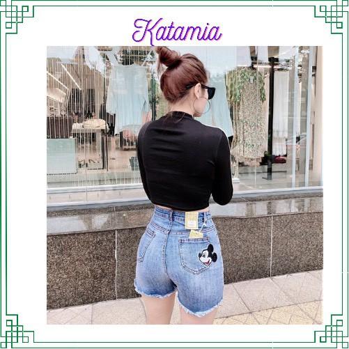 Quần đùi nữ short lưng cao quần sooc bò nữ cạp cao co dãn