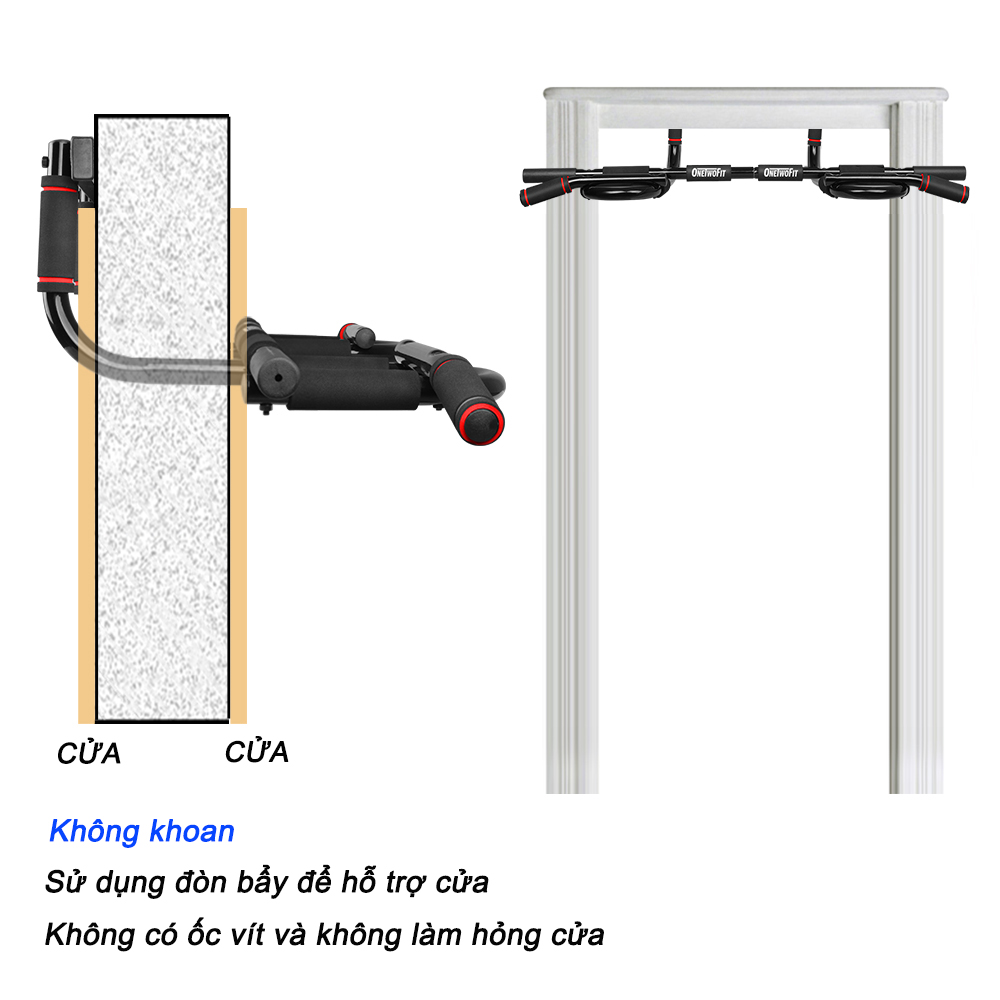 OneTwoFit Thanh xà đơn nhiều tay nắm gắn khung cửa Pull Up Bar Phòng tập thể dục OT005