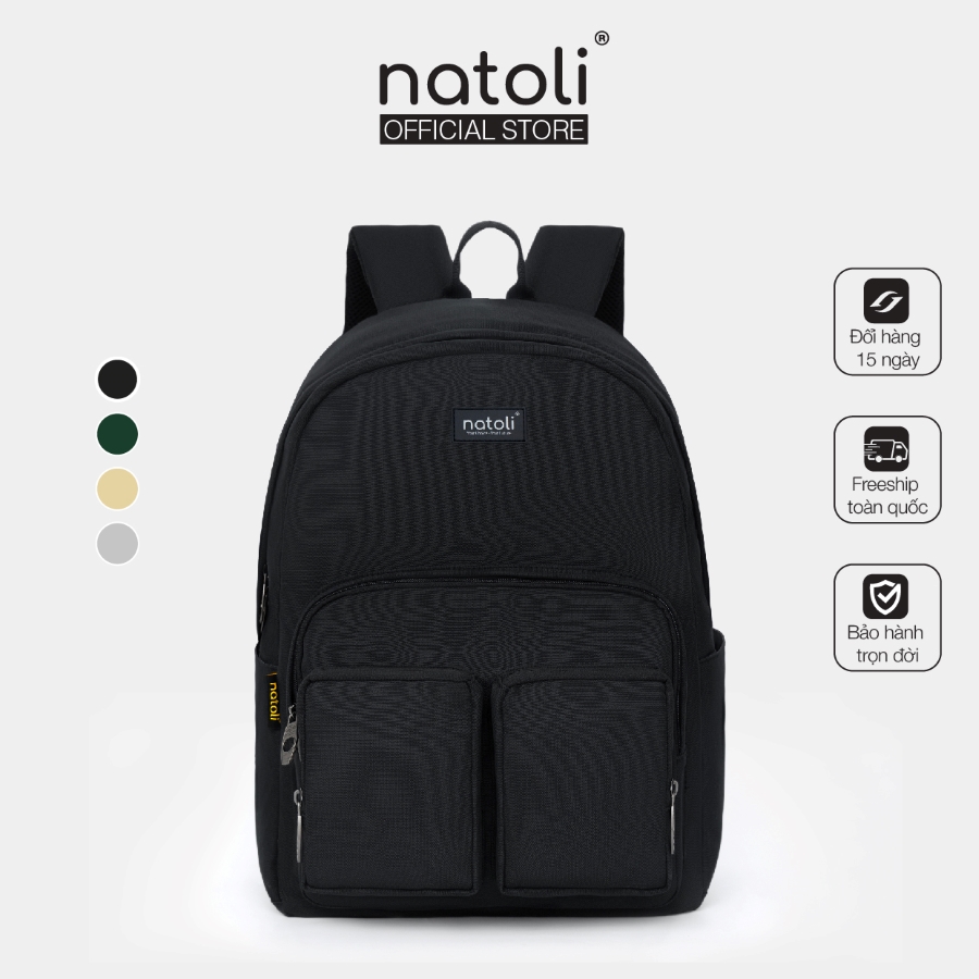 Balo thời trang du lịch unisex Old school Backpack B5 thương hiệu NATOL chất vải canvas nhiều ngăn kháng nước chống sốc cao cấp