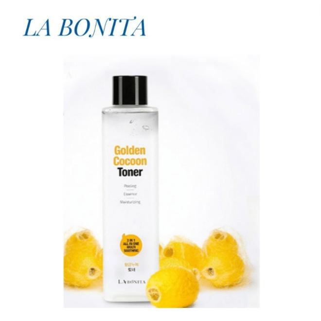 Nước hoa hồng làm sạch, cân bằng, dưỡng ẩm da - La Bonita Golden Cocoon Toner 340ml