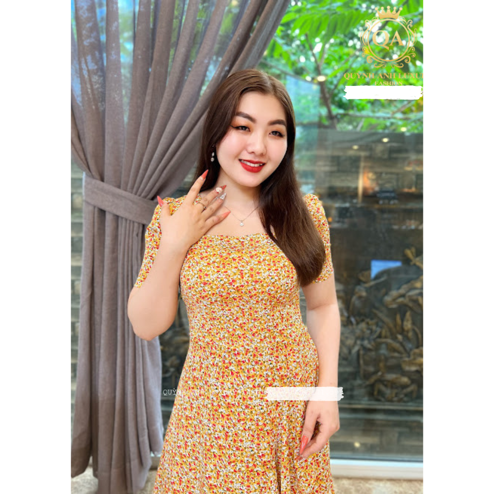 Váy Voan Hoa Nhí Vàng Hoa Đỏ Dạo Phố Ngày Hè Siêu Xinh Hazel Dress