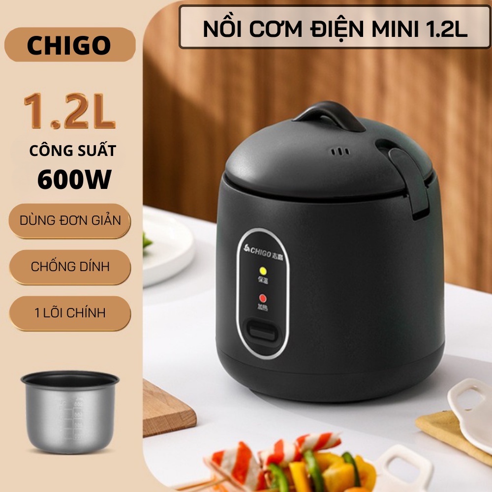 Nồi cơm điện Chigo dung tích 1,2L lòng nồi chống dính, công suất 600W - K-Mart (Màu ngẫu nhiên)