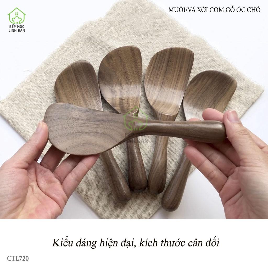 Muôi/vá xới cơm, vét bột, trộn salad_Gỗ óc chó nhập khẩu siêu sạch